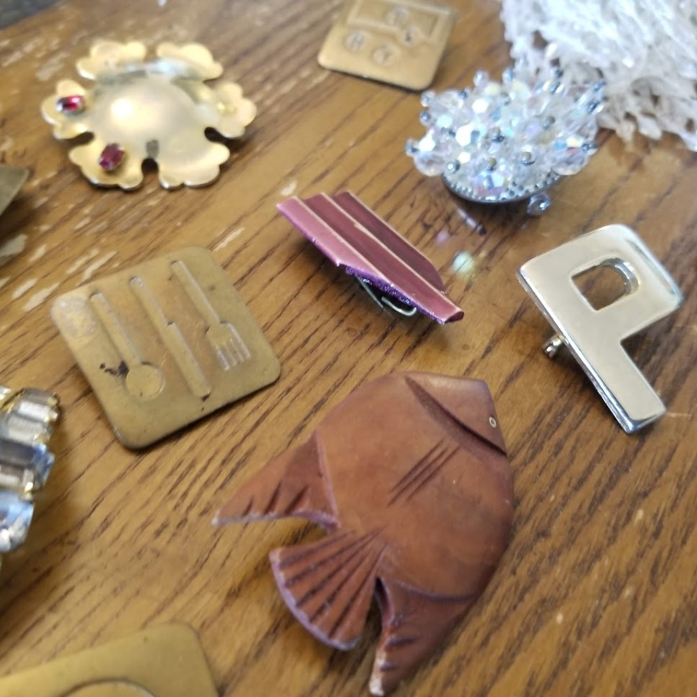 Vintage Brass and Bedazzled Brooches (Multiple Options)